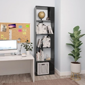 Book Cabinet/Room Divider High Gloss Black 45 x 24 x 159 cm Engineered Wood