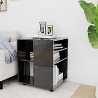 Rolling Cabinet High Gloss Grey 60x53x72 cm Engineered Wood