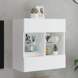 TV Wall Cabinet with LED Lights White 58.5x30x60.5 cm