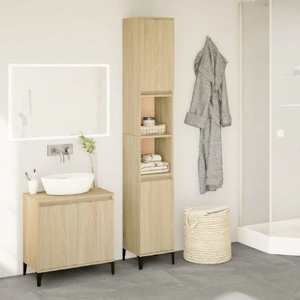 Bathroom Cabinet Sonoma Oak 30x30x190 cm Engineered Wood