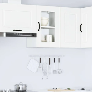 Kitchen Wall Cabinet with Glass Door Kalmar White Engineered Wood