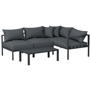 Gardeon 4 Seater Outdoor Sofa Set Aluminium Patio Furniture Setting 4PC Charcoal