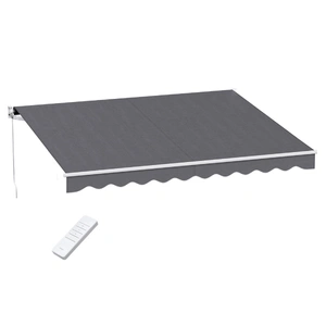 Instahut Retractable Folding Arm Awning Motorised Sunshade 3.5M X 3M Grey