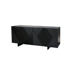 Sideboard Acacia Wood Black in Black Wire Finish