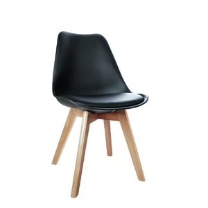 Dining Chairs Set of 4 Leather Plastic DSW Replica Wooden Black
