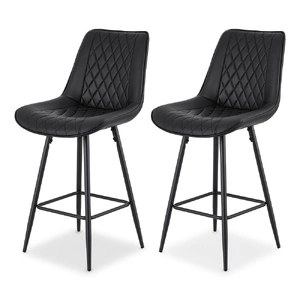 Artiss 2x Bar Stools Kitchen Dining Chair Counter Stool Diamond PU Leather Black