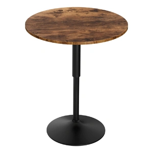 Artiss Height Adjustable Bar Table 360 Swivel Round Gaslift Design 60cm Rustic Brown Black
