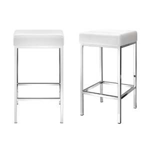 Artiss 4x Bar Stools Leather Padded Metal White