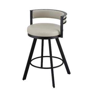 Bar Stool Swivel Kitchen Chair Metal PU Leather Counter Beige