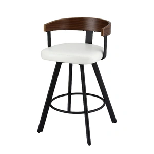 Bar Stool Swivel Metal Legs Kitchen Chair Bentwood Counter Leather White
