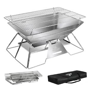 Levede Portable Folding BBQ Charcoal Grill Silver