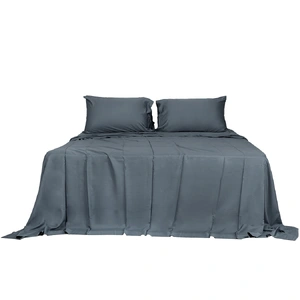  4pcs Queen Size 100% Bamboo Bed Sheet Set in Charcoal lColour