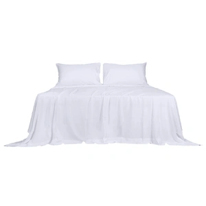  4pcs Queen Size 100% Bamboo Bed Sheet Set in White Colour