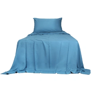  3pcs Sinigle Size 100% Bamboo Bed Sheet Set in Blue Colour Single
