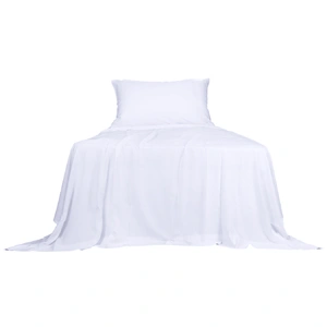  3pcs Sinigle Size 100% Bamboo Bed Sheet Set in White Colour Single