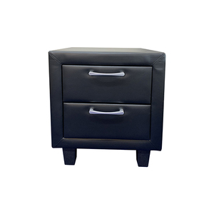Bedside Table 2 drawers PU Leather Side Table Night Stand Storage in Black