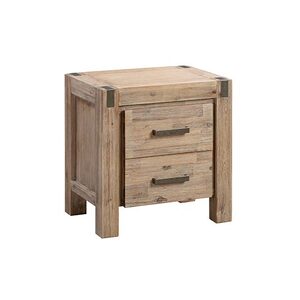 Bedside Table 2 drawers Night Stand in Solid Acacia Wood Oak