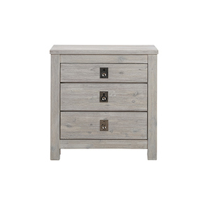 Euxton Bedside Table 2 drawers Night Stand Solid Acacia Storage in White Ash