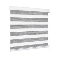 Blackout Zebra Roller Blind Curtains Double Window Sunshade 210x210 Grey