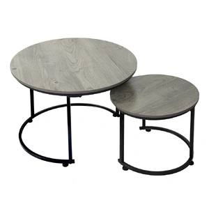Round Nesting Table Coffee Table Wood Side Table
