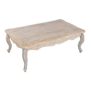 Lille Coffee Table Oak White Washed Wooden & Beige Color Fabric
