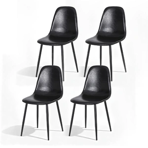 Artiss 4x Dining Chairs Retro PU Leather Kitchen Lounge Cafe Accent Chair Black
