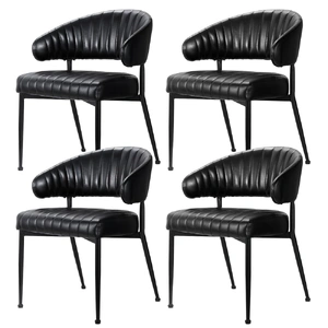 Artiss Dining Chairs Set of 4 Leather Hollow Armchair Black