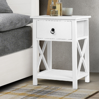 2 X Bedside Table 1 Drawer with Shelf - EMMA White