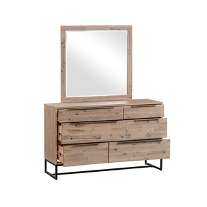 Dresser with 6 Storage Drawers in Solid Acacia & Veneer with Mirror