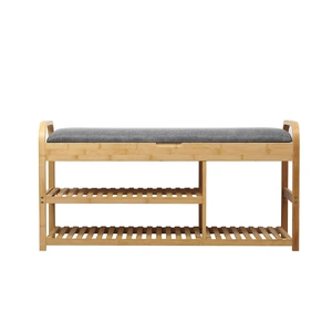 Bamboo Shoe Rack Bench Entryway Seat