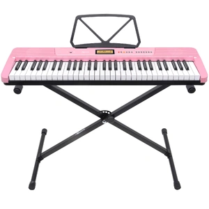 61-Key Electronic Keyboard with LCD and Touch Response in Pink CHJ-291