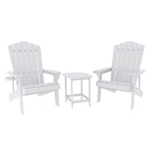 Gardeon Outdoor Table and Chairs HDPE Adirondack Beach Chair Sun Lounge Patio Furniture Garden White