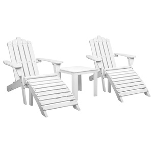 5PC Adirondack Outdoor Table and Chairs Wooden Sun Lounge Patio Furniture White