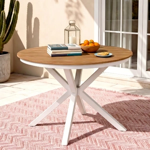 Outdoor Dining Table 108CM Aluminum Frame WPC Top Desk Patio Furniture
