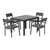 Outdoor Dining Set 5 Piece Aluminum Extendable Table Setting Black
