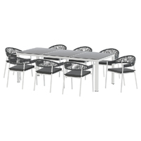 Outdoor Dining Set 9 Piece Steel Table Chairs Setting White