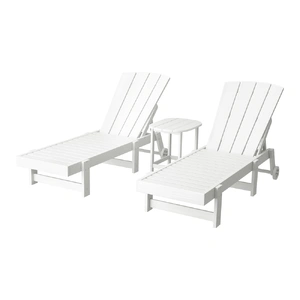 Gardeon Sun Lounge Lounger Table and Chairs Beach Chair Adirondack HDPE Patio Outdoor Furniture Wheels White