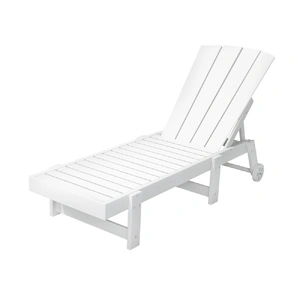 Gardeon Sun Lounge Beach Chair HDPE Adirondack Lounger Patio Outdoor Furniture with Wheels White