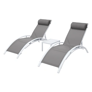 Gardeon 3PC Sun Lounge Outdoor Lounger Table Chairs Steel Patio Furniture Garden