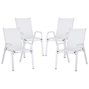 Gardeon 4PC Outdoor Dining Chairs Stackable Lounge Chair Patio Furniture White