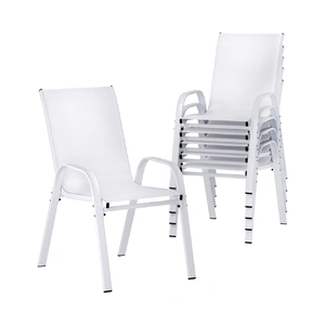 Gardeon 6PC Outdoor Dining Chairs Stackable Lounge Chair Patio Furniture White