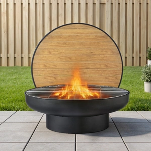 Fire Pit Table with Lid Deep Fire Bowl Wood Burning BBQ Grill for Backyard Camping Patio Picnic