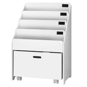 4 Tiers Kids Bookshelf Storage Organiser Children Bookcase Drawers Display