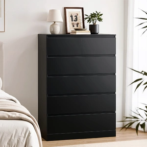 6 Chest of Drawers Tallboy PEPE Black