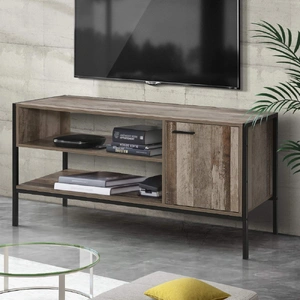 Tukwila TV Cabinet Entertainment Unit Stand Storage Wood Industrial Rustic 124cm