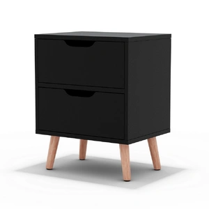 Artiss Bedside Table 2 Drawers - BODEN Black