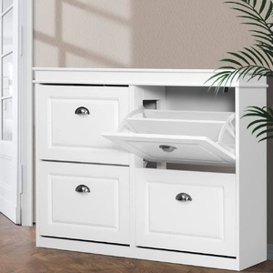 Shoe Rack Cabinet 24 Pairs 4-tier White Paul