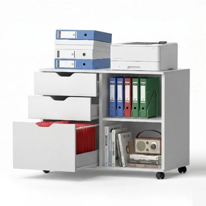 3 Drawer Mobile Filing Cabinet Printer Stand Cabinet Home Office Storage White