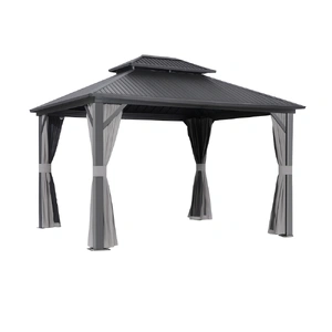 Instahut Gazebo 3x3.65m Canopy Outdoor Steel Frame Patio Tent Curtains Marquee Grey