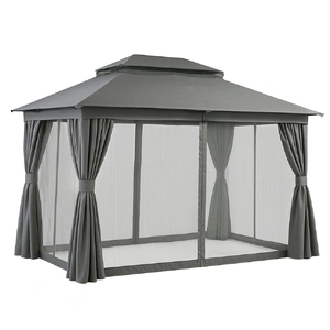 Instahut Gazebo 3x4m Canopy Outdoor Steel Frame Patio Tent Curtains Marquee Grey